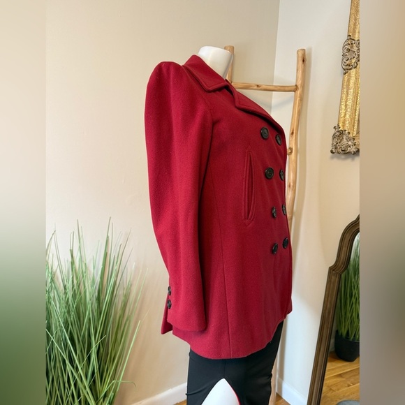 J Crew Double-Breasted Wool Red Peacoat Small Y2K - Picture 4 of 12